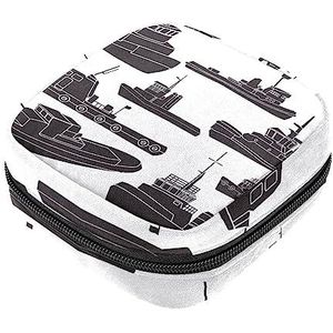maandverband opbergtas, vrouwelijke product zakjes draagbare periode kit tas voor meisjes vrouwen dames zwart-wit sleepboot Clipart, Meerkleurig, 4.7x6.6x6.6 in/12x17x17 cm