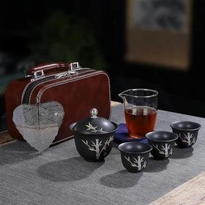 Theepot Porseleinen Theeset Luxe Thee Sets Chinese Kung Fu Teaset Keramische Draagbare Theekopje Porselein Service Gaiwan Thee Kopjes Mok Theeceremonie Theepot Theeservies Voor Volwassenen (Color : A