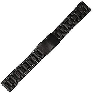 Metallische vervangingsbanden, horloges 18 mm 20 mm 22 mm 24 mm universele roestvrijstalen horlogeband heren en dames band massief metalen horlogeband armband (kleur: goud, maat: 20 mm) (Size : Black