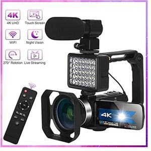 Videocamera, Camcorder videocamera's digitale vloggingcamera for vlog -opnamecorder ultra HD 3.0 Inch 5 6mp Wifi IR Night Vision Camera(16G SD card,Nero)