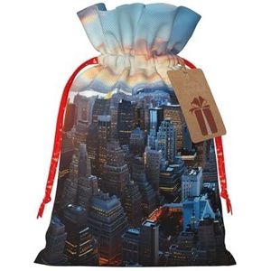 NONHAI Kerstcadeauzakjes New York City Skyline Trekkoord Kerst Jute Zakken met Gift Tags Upgraded Candy Gift Wrapping Zakken voor Kerstcadeaus Party Gunst Goody Sack