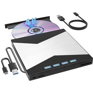 Externe Blu-ray-drive 4K Blu-ray-speler for laptop USB 3.0 / CD/DVD RW-lezer/brander met SD TF-poort Optische drive