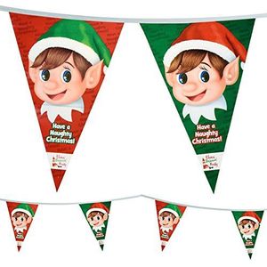 ASAB 20ft Ondeugende Elf Gedragen Slecht Ontwerp Driehoekige Bunting Vlaggen Groen Rood Kerst Opknoping Decoratie