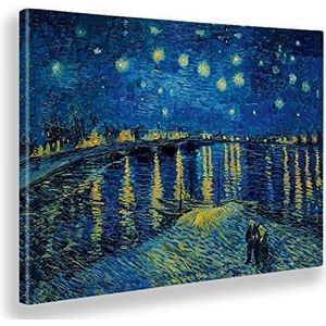 Giallobus - Schilderijen - Vincent Van Gogh - Sterrennacht boven de Rhône - Canvasdoek - 140x100 - Klaar om op te hangen - Moderne schilderijen voor thuis