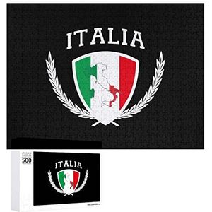 Italia Italië Italiaanse kaart vlag puzzel voor volwassenen gepersonaliseerde houten puzzel foto kunstwerk voor thuis wanddecoratie cadeau 500 stuks