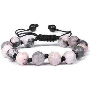 Armbanden 8mm roze kristal lava opaal natuursteen ronde kralen armbanden verstelbaar gevlochten touw compatibel met dames heren mode-feestsieraden Kleding, schoenen en sieraden (Color : NSB686)