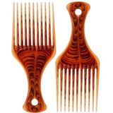LiaSun 2 stuks haarplukkam amberkleurige gladde afrokam lift ontwarren haarkam haarstylingtools voor krullend, dik, medium, lang haar, gezichtshaar (amber)