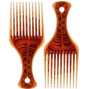 LiaSun 2 stuks haarplukkam amberkleurige gladde afrokam lift ontwarren haarkam haarstylingtools voor krullend, dik, medium, lang haar, gezichtshaar (amber)