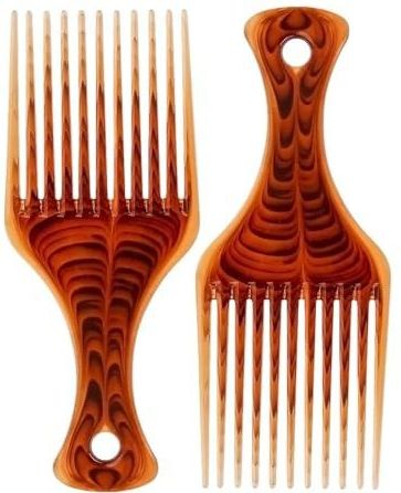 LiaSun 2 stuks haarplukkam amberkleurige gladde afrokam lift ontwarren haarkam haarstylingtools voor krullend, dik, medium, lang haar, gezichtshaar (amber)