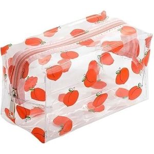 packing cubes Bolsa De Maquillaje Transparente Para Mujer, Mini Bolsa De Flores Y Fresas Con Estampado De Almacenamiento Portátil, Con Cremallera cubes travel (Color : Peach)