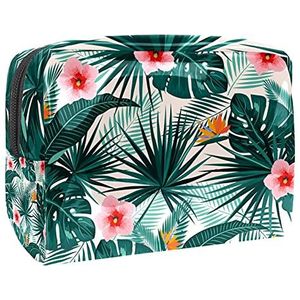 Cosmetische tassen, blauwe aquarel tropische palmbladeren reizen cosmetische tassen, multifunctionele draagbare make-uptassen, reizen cosmetische tas organizer voor vrouwen, MultiColor 09,