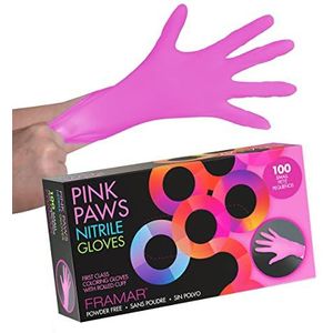 Framar - Pink Paws - Nitrile Wegwerphandschoenen - Roze - 100 stuks
