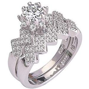 S925 sterling zilveren ring bezet met klassieke zirkonia bloem dames paar ringen verlovingsring sieraden