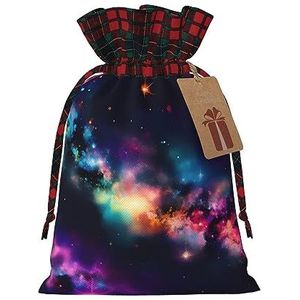 Kleurrijke Galaxy herbruikbare geschenktas-trekkoord kerstgeschenktas, perfect voor feestelijke seizoenen, kunst & ambachtelijke tas
