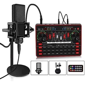 Geluidskaartset, Bluetooth-geluidskaart Microfoon Audio USB-headset Webcast Live-geluidskaartinterface Externe USB-geluidskaart for zingen(G3 With L9 Black)