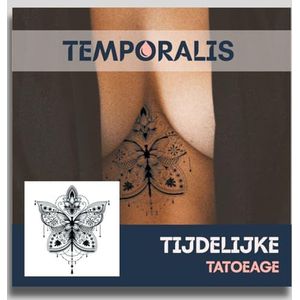 Vlinder tattoo – Temporalis® | Tijdelijke tatoeages voor vrouwen & mannen – Nep tattoo vegan & waterbestendig – EU-cosmetica – Blijft 1-2 weken [ Tatoeage Mandala Vlinder ]