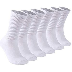 6 Pack Vrouwen Katoen Diabetische Niet Elastische Losse Sokken Zachte Grip Brede Top Dames Diabetische Sokken Voor Slechte Circulatie Niet-Bindende Naadloze Zachte Top Sokken Kousen Maat 4-7, Wit - 6