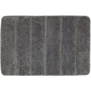 WENKO Badmat Steps Mouse Grey, 60 x 90 cm - Badmat, antislip, buitengewoon zachte en dichte kwaliteit, polyester, 60 x 90 cm, grijs