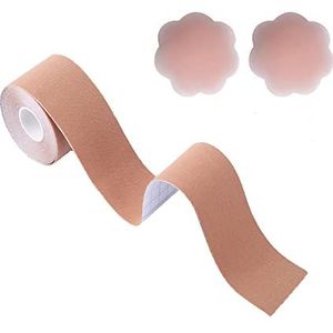 Kibon Boob Tape, Bob Tape, ademende bob tape met 2 stuks herbruikbare tepelhoezen, Zwart, circular