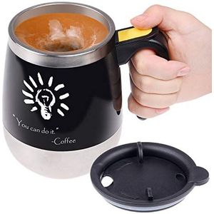 Zelfroerende koffiemok - Roestvrijstalen beker die automatisch mengt - Om uw koffie, thee, warme chocolademelk, melk, eiwitshake, bouillon, etc. te roeren
