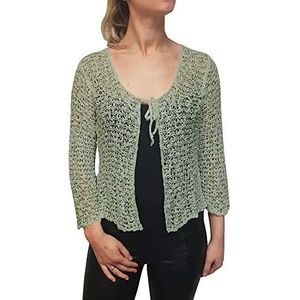 Dames popcornstijl, gehaakte effen stretch visnet stropdas in taille bolero shrug open vest, Pebble Vest, One size