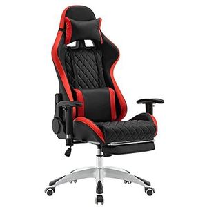 YKMYXZ, Gamichair Racioffice Ergonomische computerstoel met hoge rugleuning, PU-leren bureaustoel met hoofdsteun, lendensteun en voetensteun Ergonomische videogamestoelen/B(A)