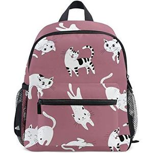 Paarse kat kitten peuter rugzak boekentas mini schoudertas voor 1-6 jaar reizen jongens meisjes kinderen met borstband clip fluitje