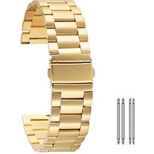 20 mm 22 mm roestvrijstalen band gouden armband vervangende vouwsluiting met veiligheidssluiting + 2 veerstaven armband (bandkleur: band, bandbreedte: 20 mm)