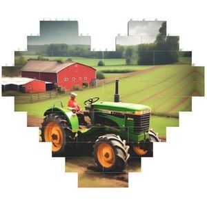 Tractor boerderij patroon legpuzzel - hartvormige bouwstenen puzzel-leuk en stressverlichtend puzzelspel