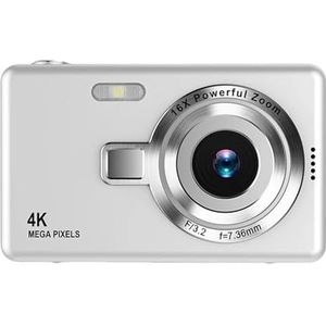 4K HD 1080P Digitale Camera 96MP Autofocus Vlogcamera 16x Zoom Videocamcorder 2,4 Inch IPS-scherm Heldere Gedetailleerde Beelden(Silver)