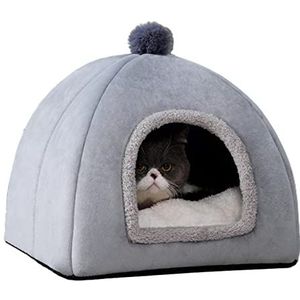 Hondenhok voor binnen, 2-in-1 hondenhok kennelbed nest, Zacht Microfiber Bed Cat Cave House voor kittens en kleine honden Yayou