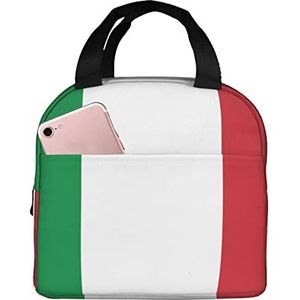 JYQCNSMJYB2 Geïsoleerde lunchtas met Italiaanse vlag voor dames en heren, lichte duurzame draagtas voor kantoor, werk, school