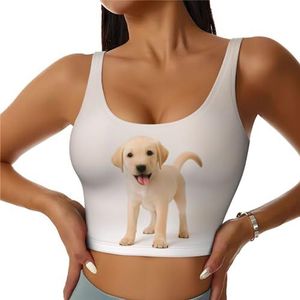 Lovely Dogs - Crop Tops voor Vrouwen Sportbeha U-rug Verwijderbare Gewatteerde Crop Workout Tank Top met Ingebouwde BH's, Slim Fit Mouwloze Atletische Vesten, Golden Retrievers1, S