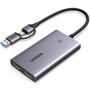 UGREEN Video capture kaart en 4K loop out, HDMI naar USB video capture kaart met 4K input en 2K 30Hz opname, voor DSLR, Switch, PS4, PS5, Windows8.1/10/11, MacOS, Linux, live streaming en opname