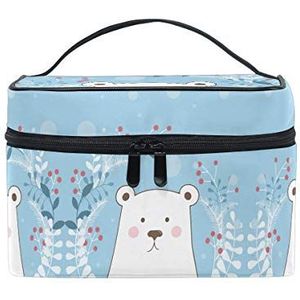 Schattige witte beer koffer cosmetische tas organizer rits make-up tassen zakje toilettas voor meisjes vrouwen