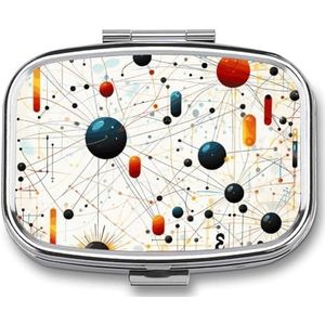 Physics Print Pillendoos 2 Compartiment Geneeskunde Organizer Draagbare Pillencontainer Vierkante Pillenhouder voor Pocket Reizen Pil Case voor Portemonnee