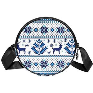 Blauwe Kerst Patroon-01 Crossbody Tas Messenger Bag Purse voor Vrouwen, Meerkleurig, 6.7x6.7x2.3 in, Sling Rugzakken