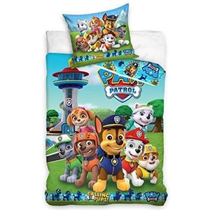 Beddengoed Paw Patrol 135 x 200 + 80 x 80 cm, beddengoed voor kinderen, meisjes en jongens, 2-delig, katoen