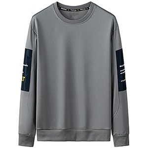Zhiyao Heren Basic College sweatjack pullover hoodie sweatshirt met ronde hals, grijs-2, 4XL