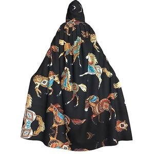 EdWal Bruine badjas met capuchon en paardenprint, uniseks mantel met capuchon, carnavalskostuums voor Halloween cosplay kostuums