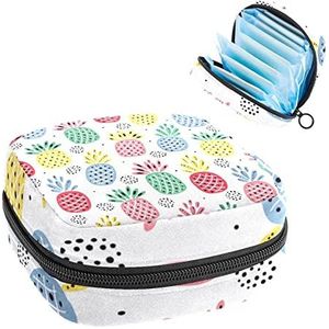 Periode Pouch Draagbare Tampon Opbergtas,Tampon Houder voor Portemonnee Vrouwelijke Product Organizer,Kleurrijke ananas comosus Rood Groen Geel Rood, Meerkleurig, 4.7x6.6x6.6 in/12x17x17 cm