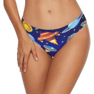 Anantty Badmode voor dames, bikinibroekje, sterrenstelsel, planeet en ruimteschepen, zwembroek, zwembroek, voor meisjes en vrouwen, Meerkleurig, XL