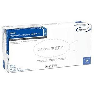 Wegwerphandschoenen van Nitril MaiMed Solution next PF blauw M maat 8, poedervrij, niet-steriel, latexvrij, 200 stuks/doos.