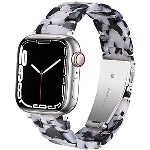 DEALELE Band Compatibel met iWatch 42mm 44mm 45mm 49mm, Kleurrijke Resin Hars Vervanging Horlogebandje voor Apple Watch Series 8/7 / 6/5 / 4/3 / SE/Ultra Women Men, Koe zwart