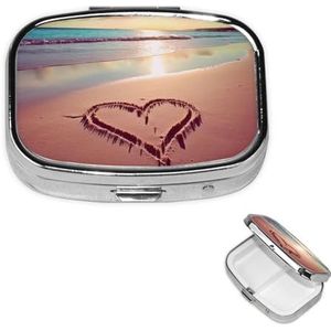 Pillendoos met 2 vakken, kleine pillendoos voor portemonnee of tas, reis-pillendoos, draagbare pillendoos, vitamine-organizer