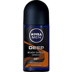 NIVEA Men Roll-on Deo Roll-on - Deep Black Carbon Espresso - 3-pack (3 x 50 ml)
