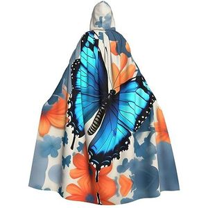 ZISHAK Blauwe vlinder uniseks vampiercape voor Halloween-liefhebbers - ongeëvenaarde feestkleding voor mannen en vrouwen