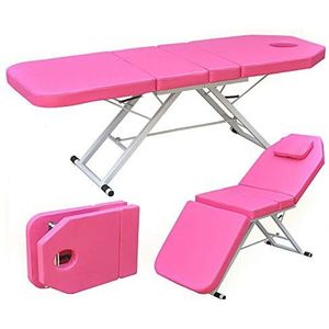 Futchoy Cosmetische ligstoel cosmetische stoel massage stoel spa bed massagetafel inklapbaar cosmetische ligstoel 3 delen aluminium poten opvouwbaar draagbaar rugleuning in hoogte verstelbaar (roze)