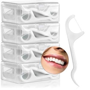 COM-FOUR® 200x tandzijdestokjes - tandzijdehouder - interdentale stok met tandzijde en tandenstokers in de dispenser - tandheelkundige verzorging op reis - onwaxed tandzijde (200 stokken)