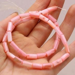 Natuurlijke Zoetwater Shell Kraal lange Cilindrische Losse Spacer Kralen Voor Sieraden Maken DIY Armband Oorbel Ketting Accessoires-Roze